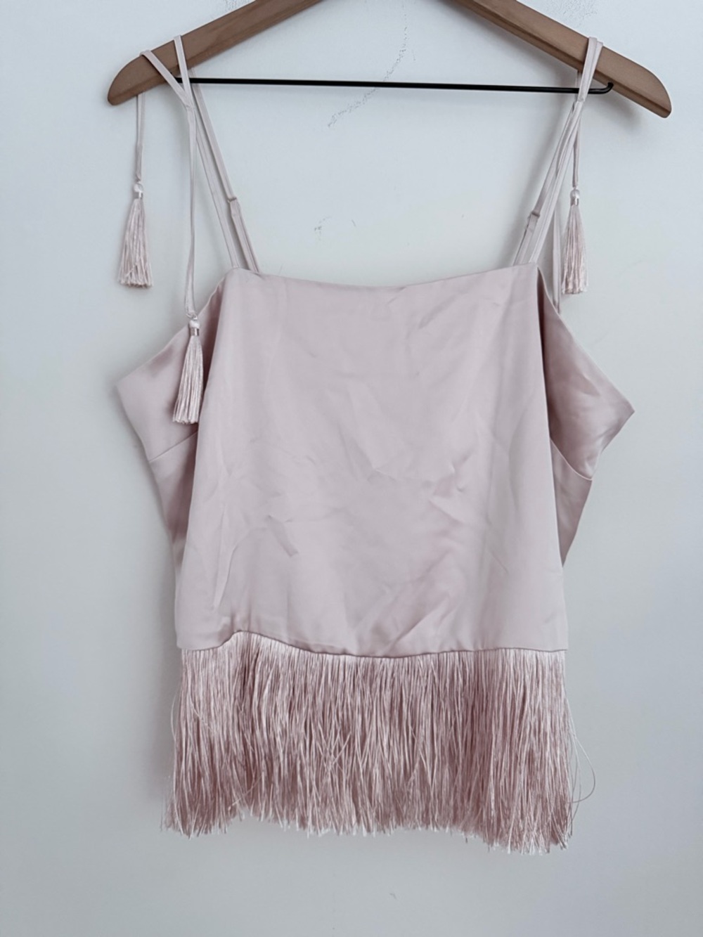BAILEY 44 Sleeveless Camisole top Fringe satin silky L new